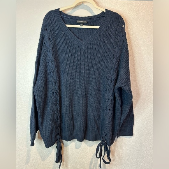 B11.02 Lane Bryant Braided Knit Sweater Navy Blue 26/28 5X - Picture 1 of 5